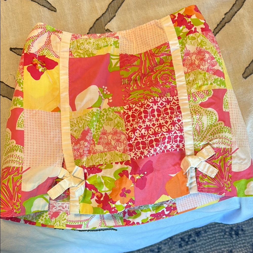 Colorful Patchwork Skirt with Bows